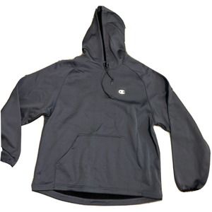 solid grey drawstring waist champion hooded sweatshirt Men’s Large Small Logo